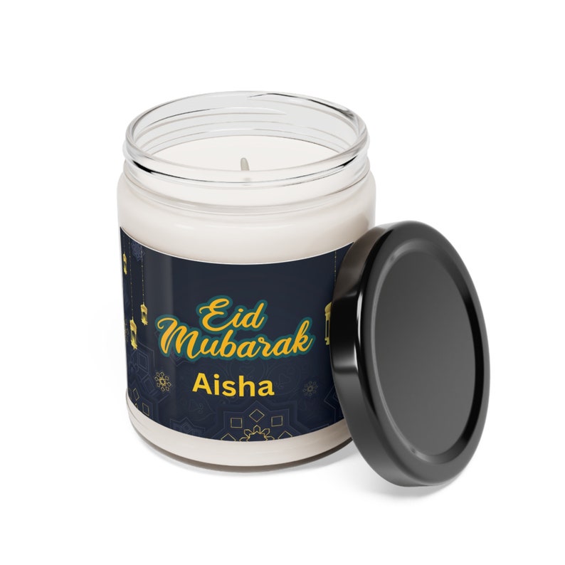 Personalized Eid Gift, Eid Mubarak Scented Eco Friendly Soy Candle 9oz