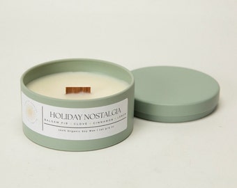 Holiday Nostalgia Scented Surprise Hidden Jewelry Candle - Soy Wax w/ Crackling Wooden Wick - Clover Necklace Hidden Inside