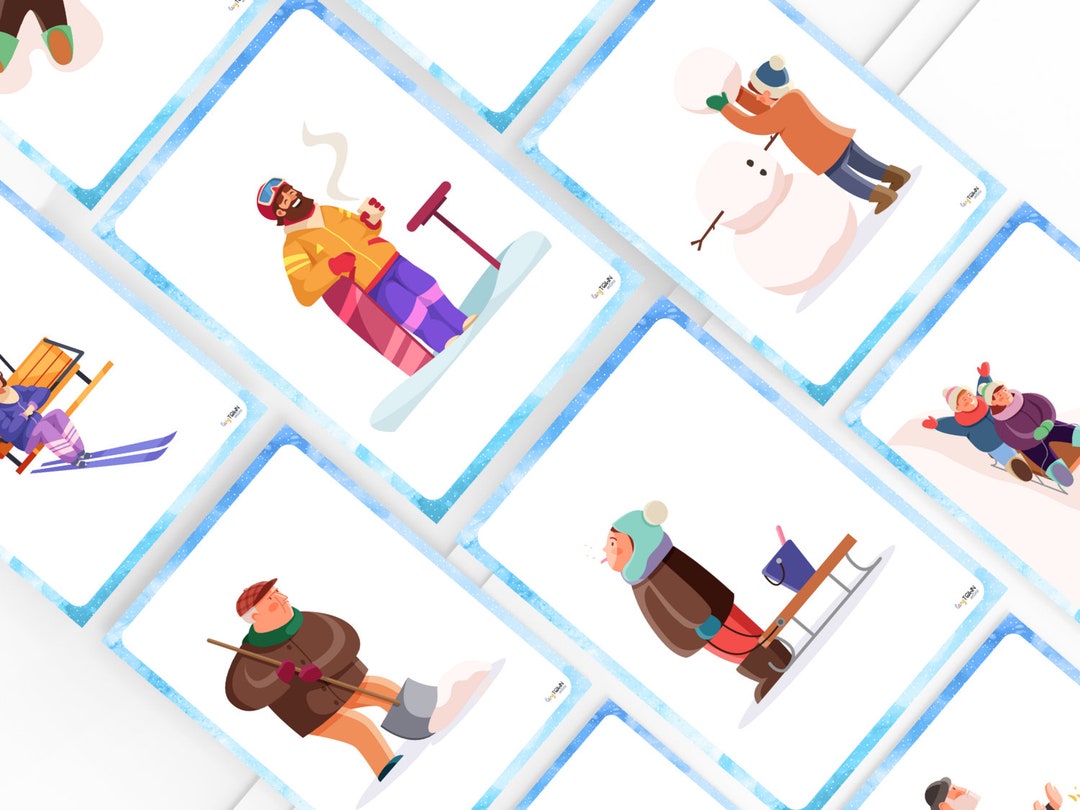 Winter Activities Flashcards and Phrase Cards Etsy