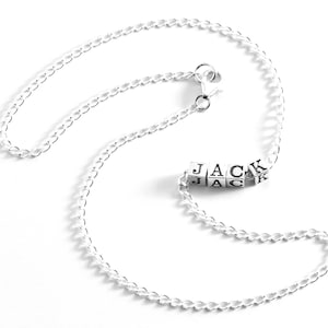 Sterling Silver Initial Necklace, Personalized Initial Necklace, Alphabet Pendant Necklace, Customized Letter Necklace, Letter Cube Jewelry