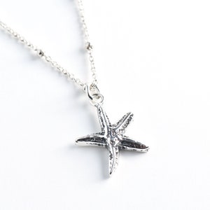 Sterling Silver Starfish Necklace, Dainty Beach Jewelry, Ocean Themed Necklace, Nautical Necklace, Gift for Beach Lover, Layering Necklace