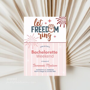 July Bachelorette Party Invitation, Let Freedom Ring, Bachelorette Weekend Itinerary Evite, Printable Download, Editable Invite, 4th of July