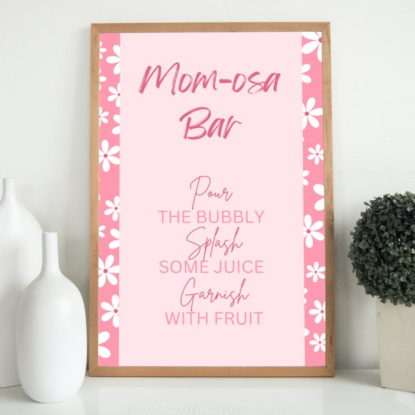 Momosa Bar Baby Shower Sign, Tickled Pink Baby Shower, Baby Girl Baby Shower Decorations, Momosa Bar Table Decor, Baby Shower Decor, CJ010