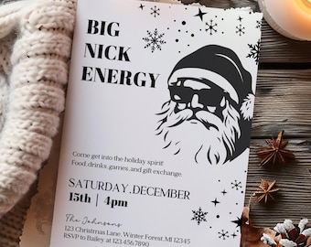 Big Nick Energy Christmas Party Invitation, Funny Holiday Invite, Instant Download, DIY Printable