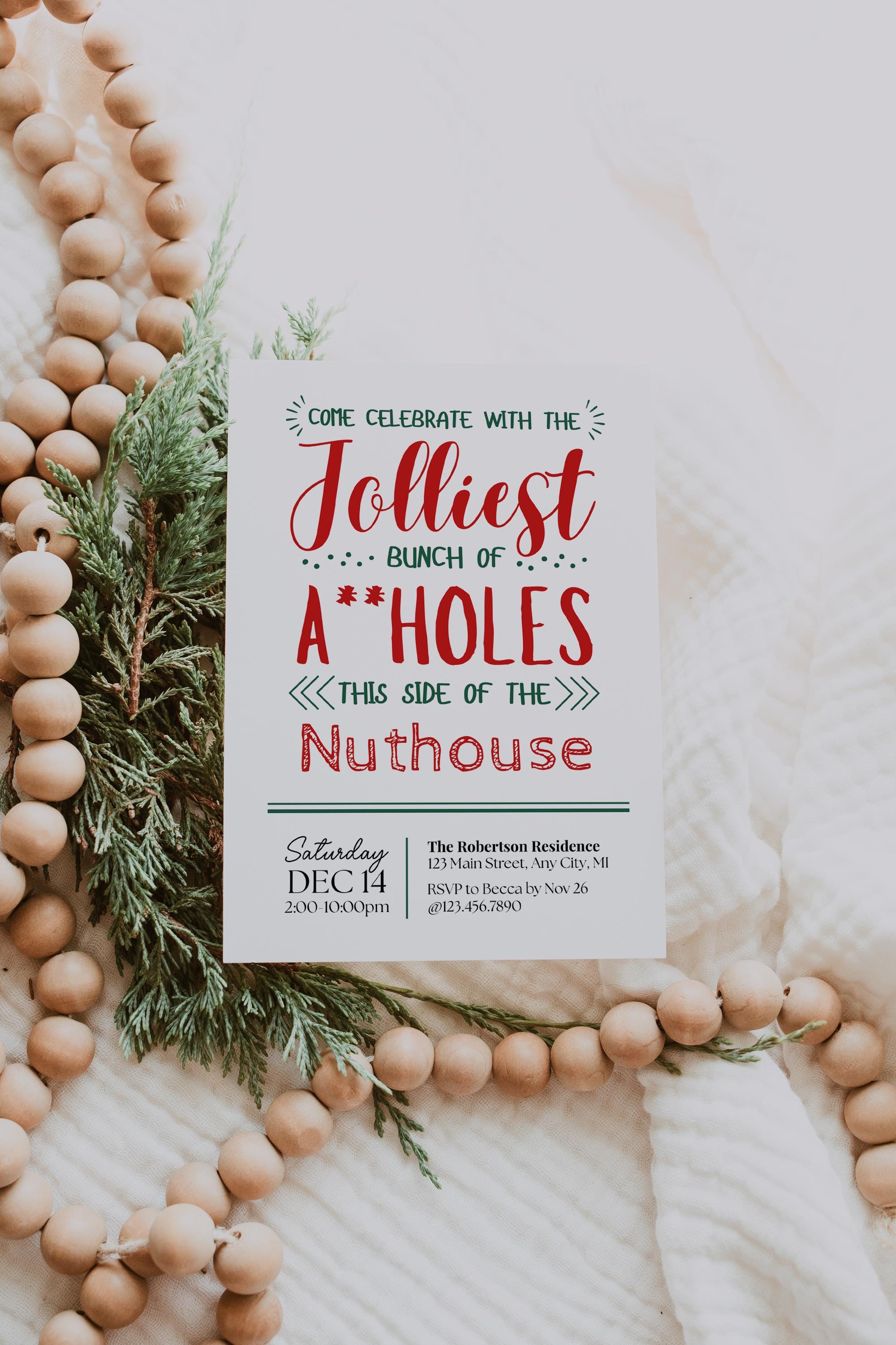Christmas Vacation Party Invitation, Jolliest Bunch Invite, Funny ...