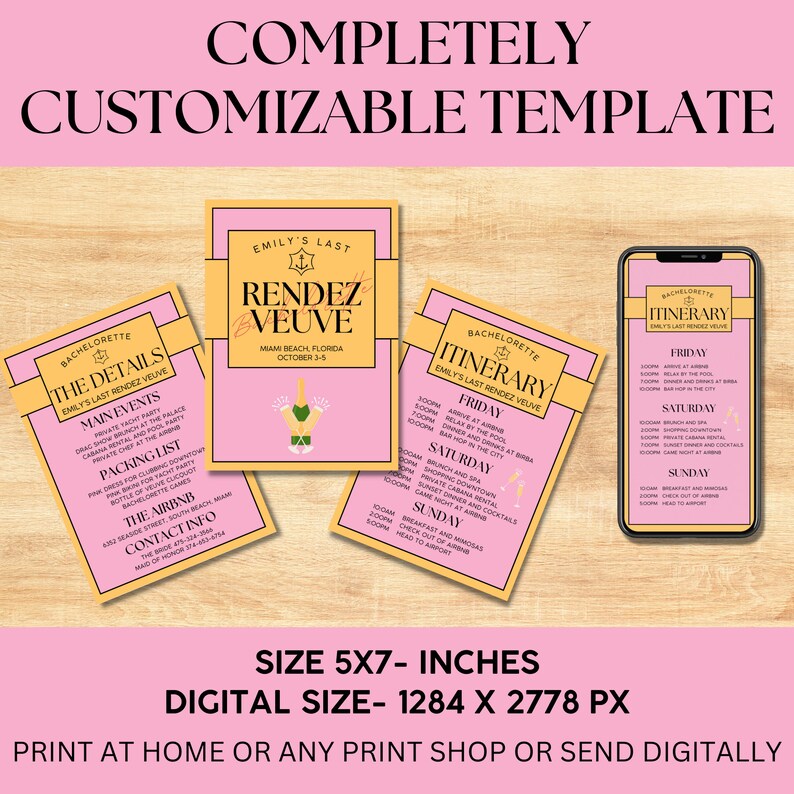 Veuve Before Vows Bachelorette Party Itinerary and Invitation Template ...