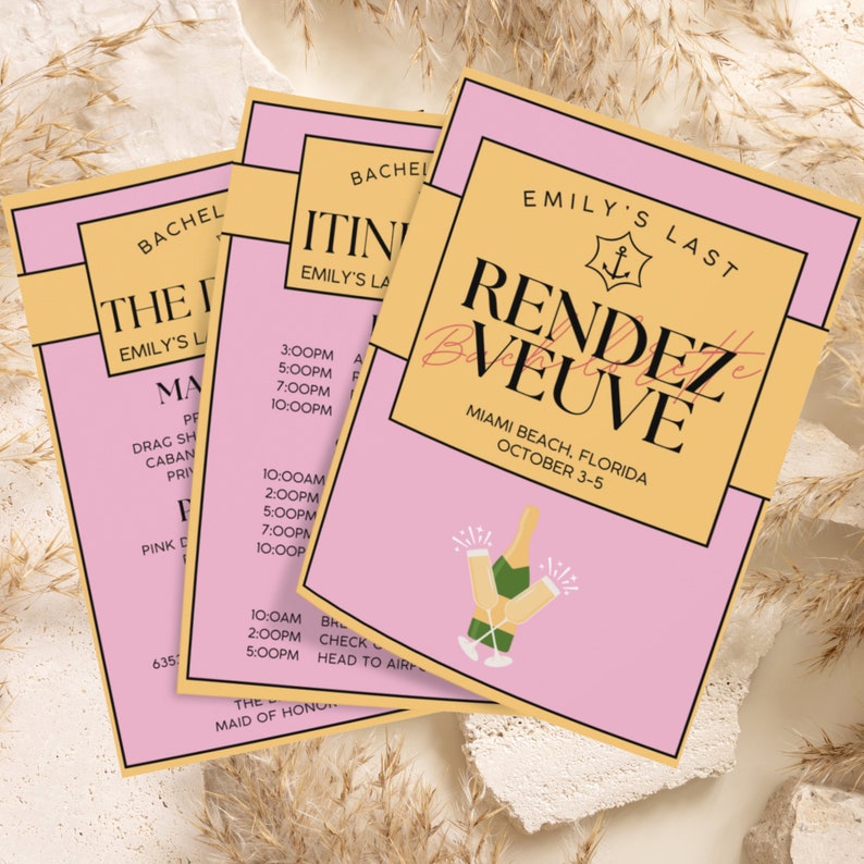 Veuve Before Vows Bachelorette Party Itinerary and Invitation Template ...