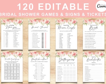 Bridal Shower Games, Printable Bachelorette Shower Games, Bridal Shower Games Floral, Boho Bridal Shower, Editable Bridal Party Games, Canva