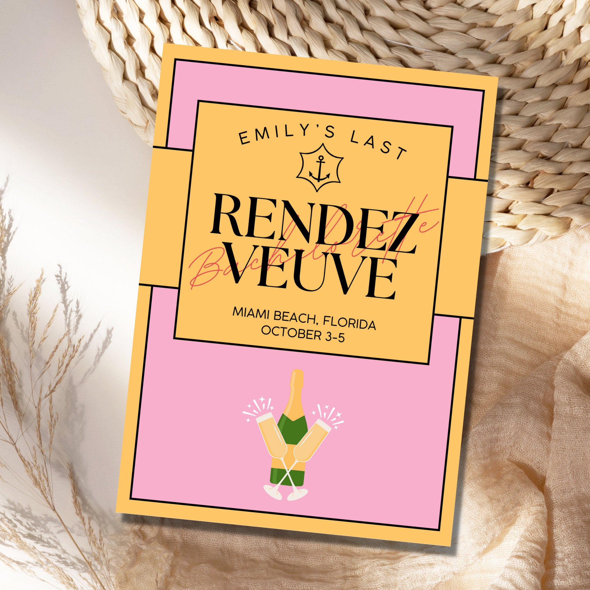 Veuve Before Vows Bachelorette Party Itinerary and Invitation Template ...