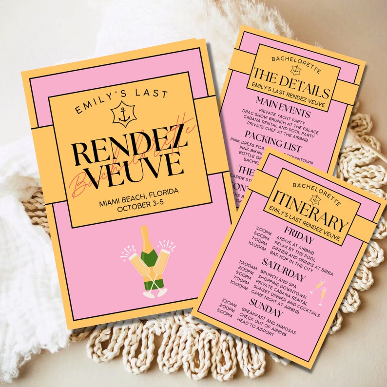Veuve Before Vows Bachelorette Party Itinerary and Invitation Template ...