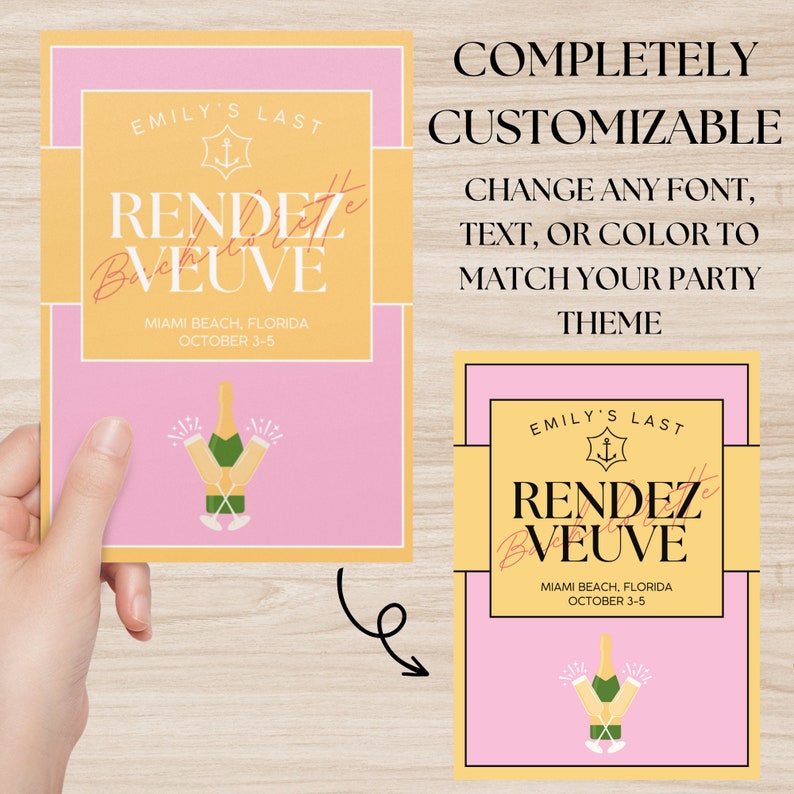 Veuve Before Vows Bachelorette Party Itinerary and Invitation Template ...
