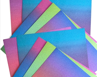 Multi-Colored Gradient Glitter Cardstock Variety Pack- 10 Sheets 12x12 Glitter Cardstock Sheets with Gradient Colors