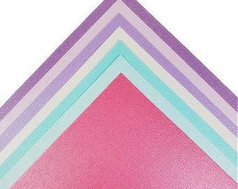Bazzill Princess Cardstock Pack - 14 Sheet Variety Pack of 12x12 Pearlescent Cardstock In Pink and Purple Shimmer Textured Cardstock