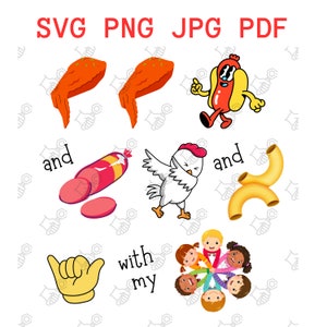 Pollo ala pollo ala hot dog y bolonia svg, canción de ala de pollo, camiseta para niños svg, cricut svg