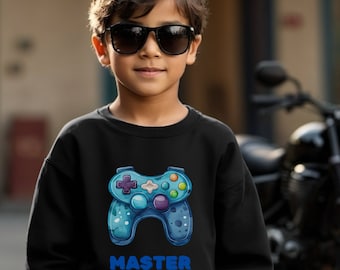 Jugend Rundhals-Sweatshirt, Gaming Master Shirt, Grafik-Sweatshirt, Kinder-Sweatshirt, Unisex-Gamer-Sweatshirt, trendiges Shirt für Gamer