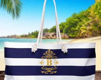Bolsa de playa con monograma personalizada, bolsa de regalo, bolsa grande de boca ancha, regalo para ella o él, bolsa de fin de semana, bolsa gruesa con mango de cuerda, bolsa de compras