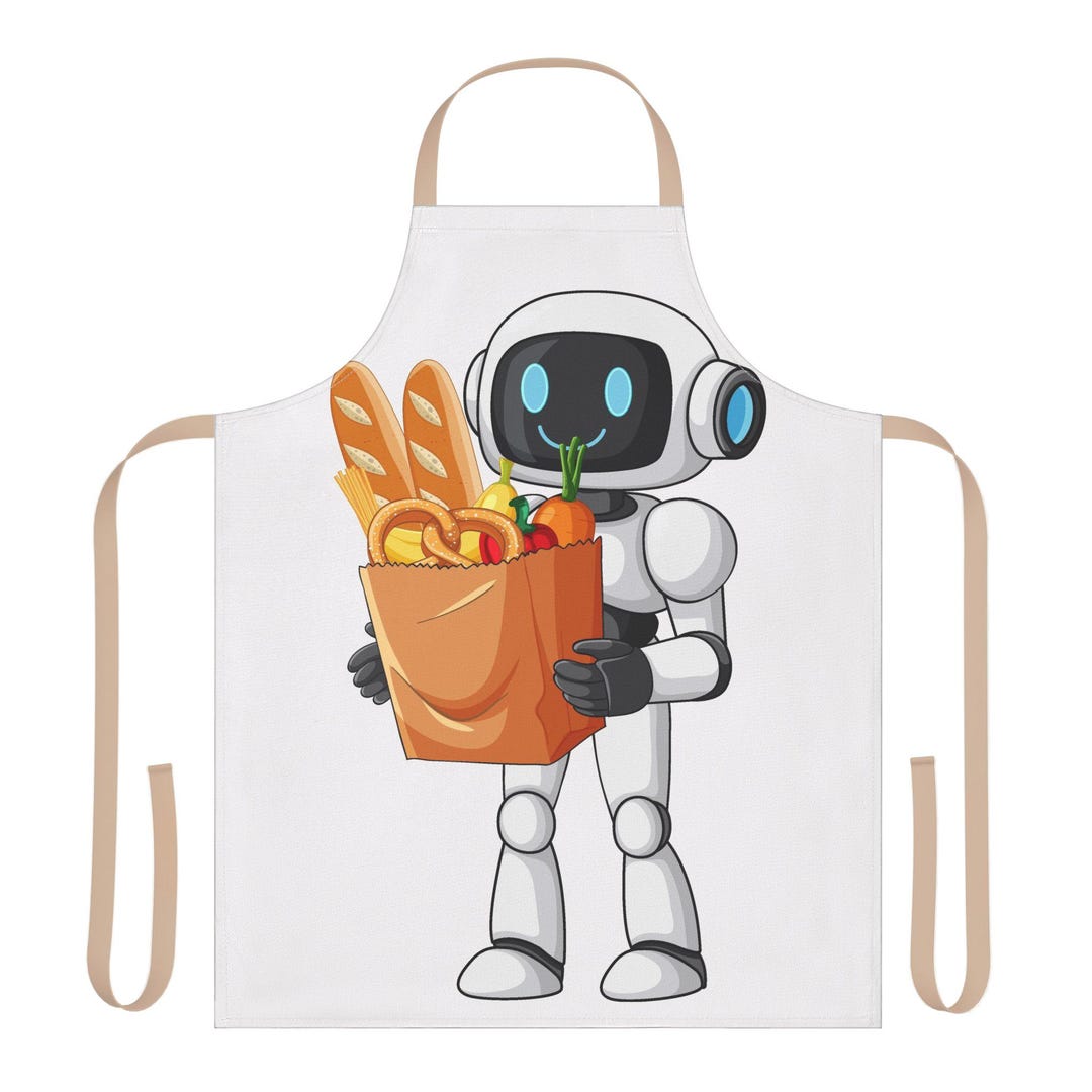 Aprons Robotics Robot Grocery Apron | Cartoon Kitchen Wear, Polyester Canvas - Etsy