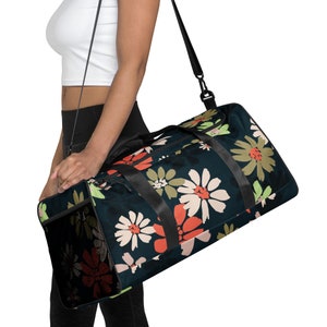 Duffle Bag Floral Padrão Travel Gym Bolsa com alça acolchoada