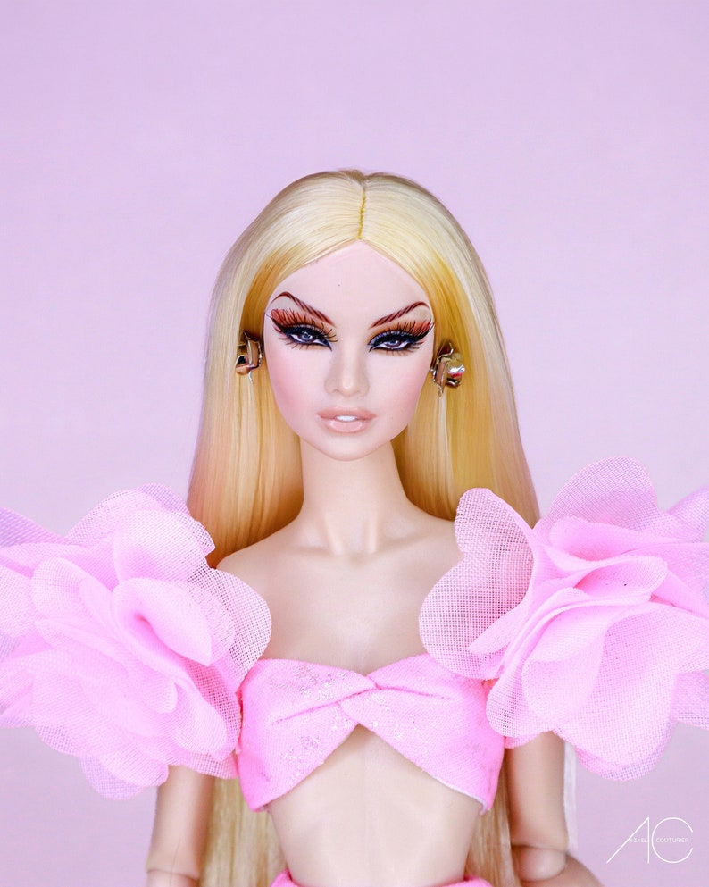 Outfit pink dress for fashion royalty or Nuface doll clothes image 3