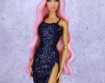Little Navy dark dress for fashion royalty or Nu face doll clothes
