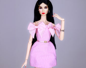 Little pink dress for fashion royalty or Nuface doll clothes