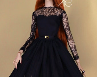 Little black dress for fashion royalty or Nuface doll clothes Barbie model muse or pivotal