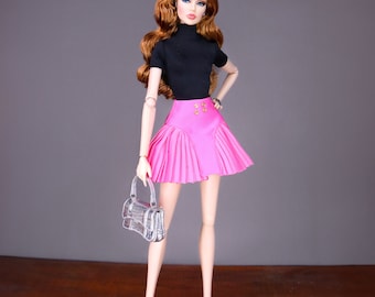 Black/pink outfit for fashion royalty or Nuface doll clothes