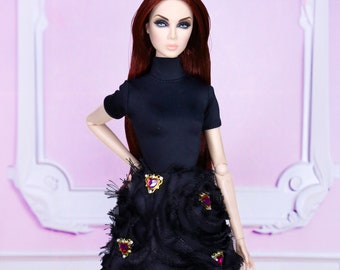 Outfit black dress for fashion royalty or Nuface doll clothes