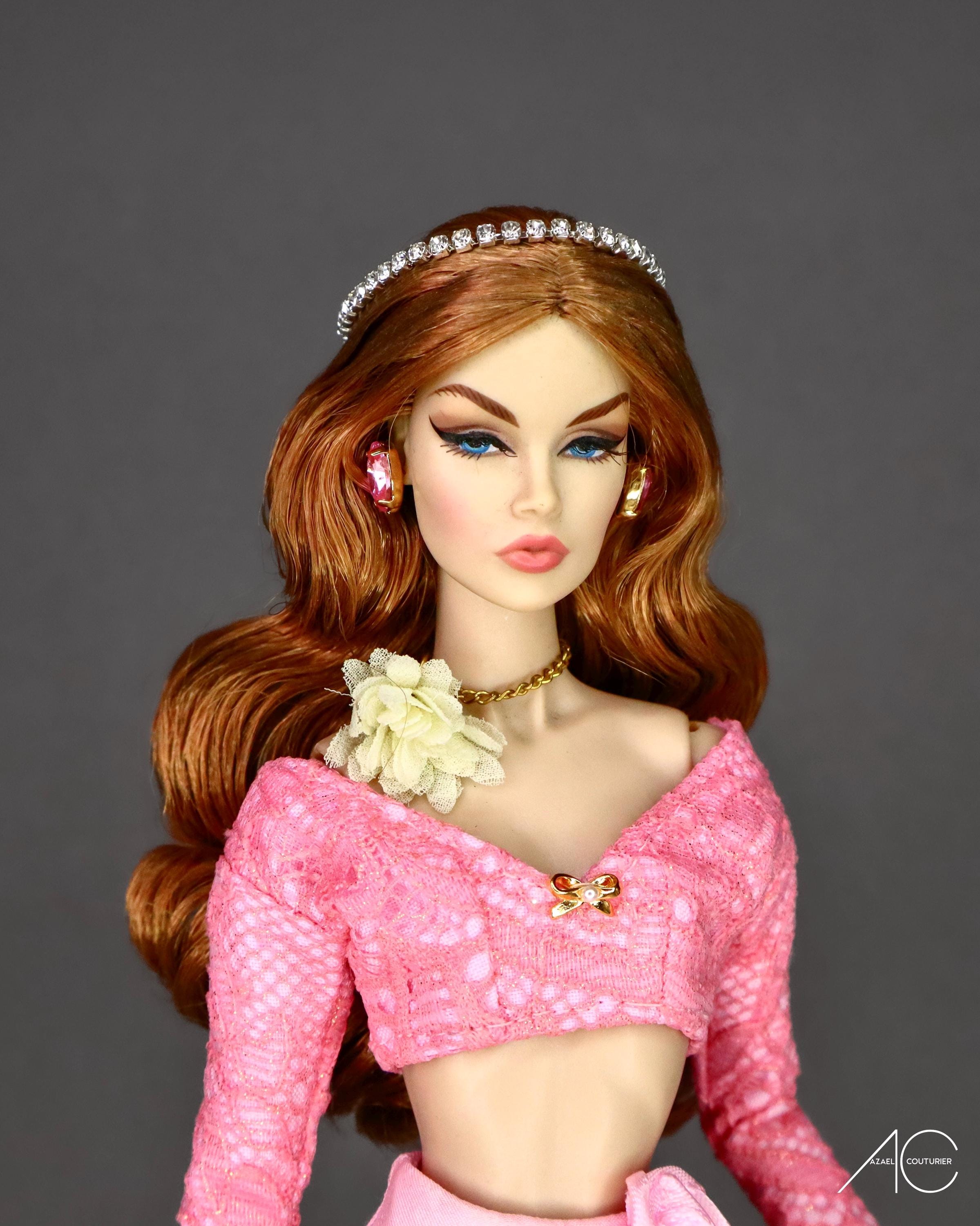 Pink, black or white lace top for fashion royalty or Nu face doll clothes