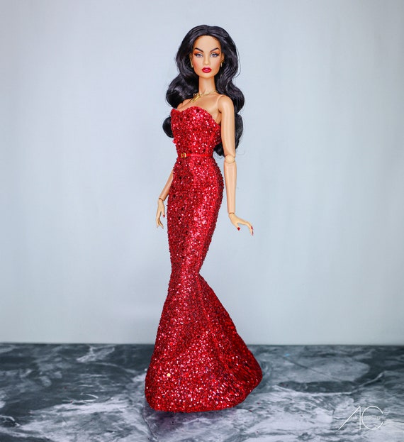 Red Dress for Fashion Royalty or Nuface Doll Clothes Etsy