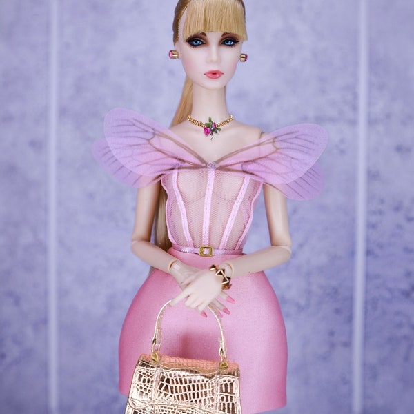 Little pink dress for fashion royalty or Nuface doll clothes