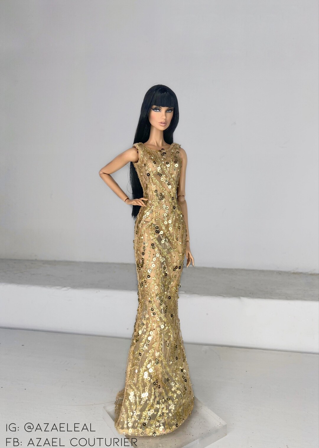 Glitter Gold Dress for Fashion Royalty or Nuface Doll Clothes Etsy