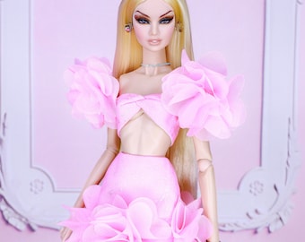 Outfit pink dress for fashion royalty or Nuface doll clothes