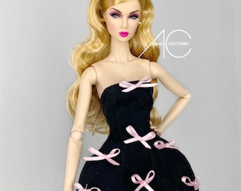 Little black dress for fashion royalty or Nuface doll clothes Barbie model muse and pivotal