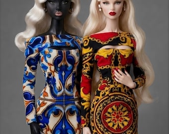 Doll dress red for fashion royalty or Nu face doll clothes.