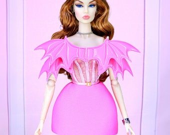 Little pink dress for fashion royalty or Nu face doll clothes