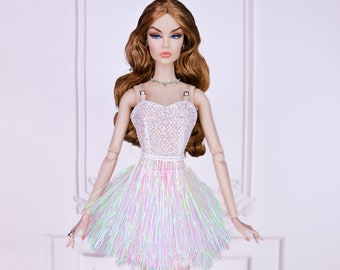 Especial edition holographic dress for fashion royalty or Nuface doll clothes