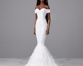 Black dress for fashion royalty or Nu face doll clothes