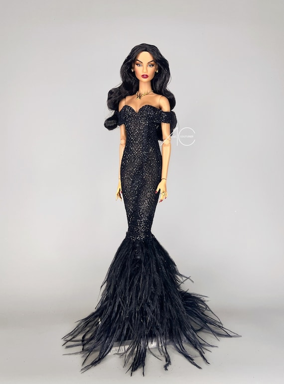 Black Dress for Fashion Royalty or Nu Face Doll Clothes UK