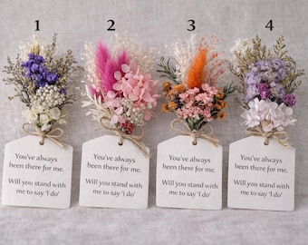 Dried Flower Proposal Card: Boho Bridesmaid Wedding Gift