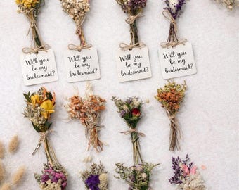 Boho Mini Dried Flower Bouquet, Party Favors, Wedding Bouquet, Gift box Decor