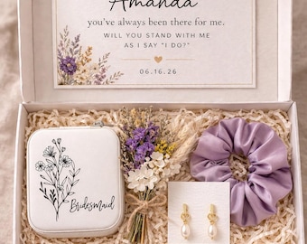 Bridesmaid Proposal,Personalized Brides quad Gift – Will You Stand With Me Card – Dried Flower Gift, Will you be my bridesmaids,Wedding Gift