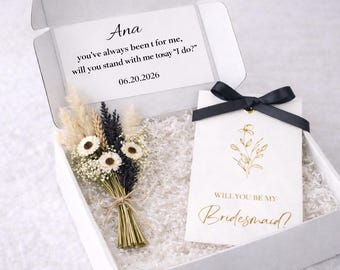 Bridesmaid Proposal Box with Dried Flowers & Card | Will You Be My Bridesmaid Gift | Bridal Party Proposal Gift Set