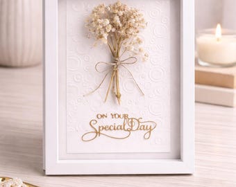 Handcrafted Dried Flower On Your Special Day Shadow Box Greeting Card (5" x 7")