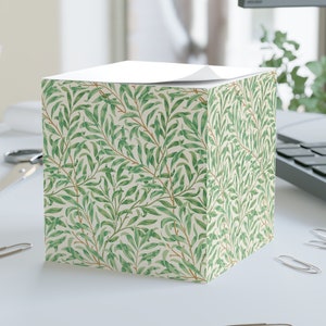 William Morris Inspired Sticky Note Cube: Tropical Greenery Memo Pad