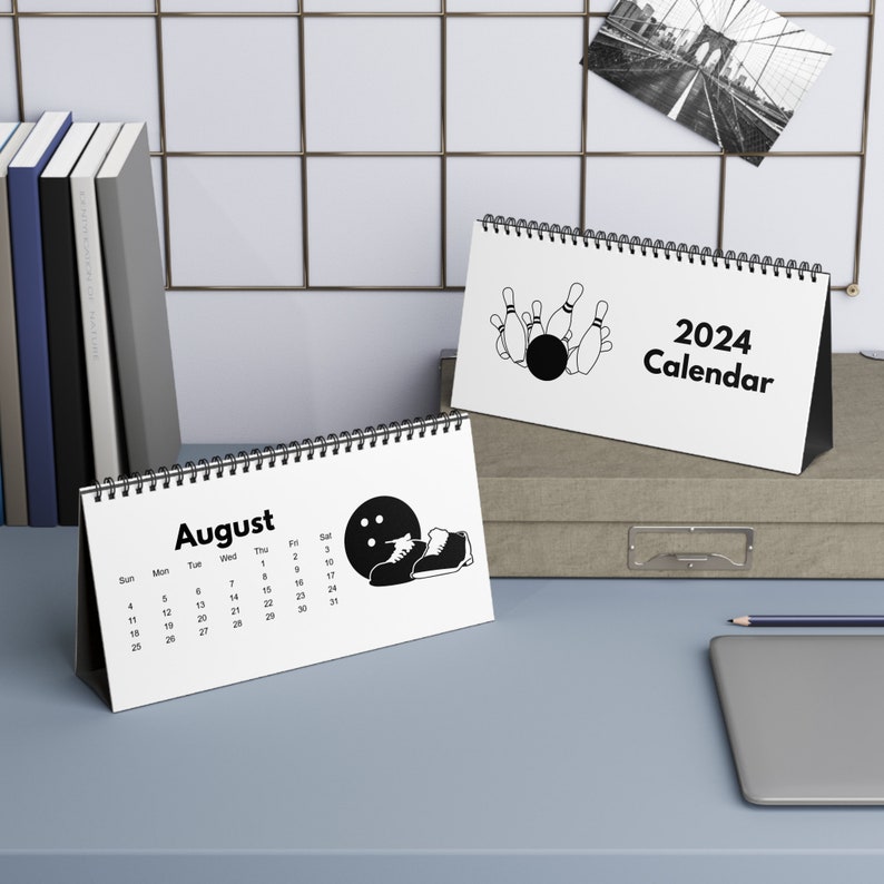 2024 Spiral Desk Calendar, 2024 Bowling Desk Calendar, 12 Month