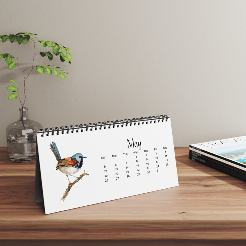 2025 Spiral Desk Calendar, 2025 Birds Desk Calendar, 12 Month Calendar