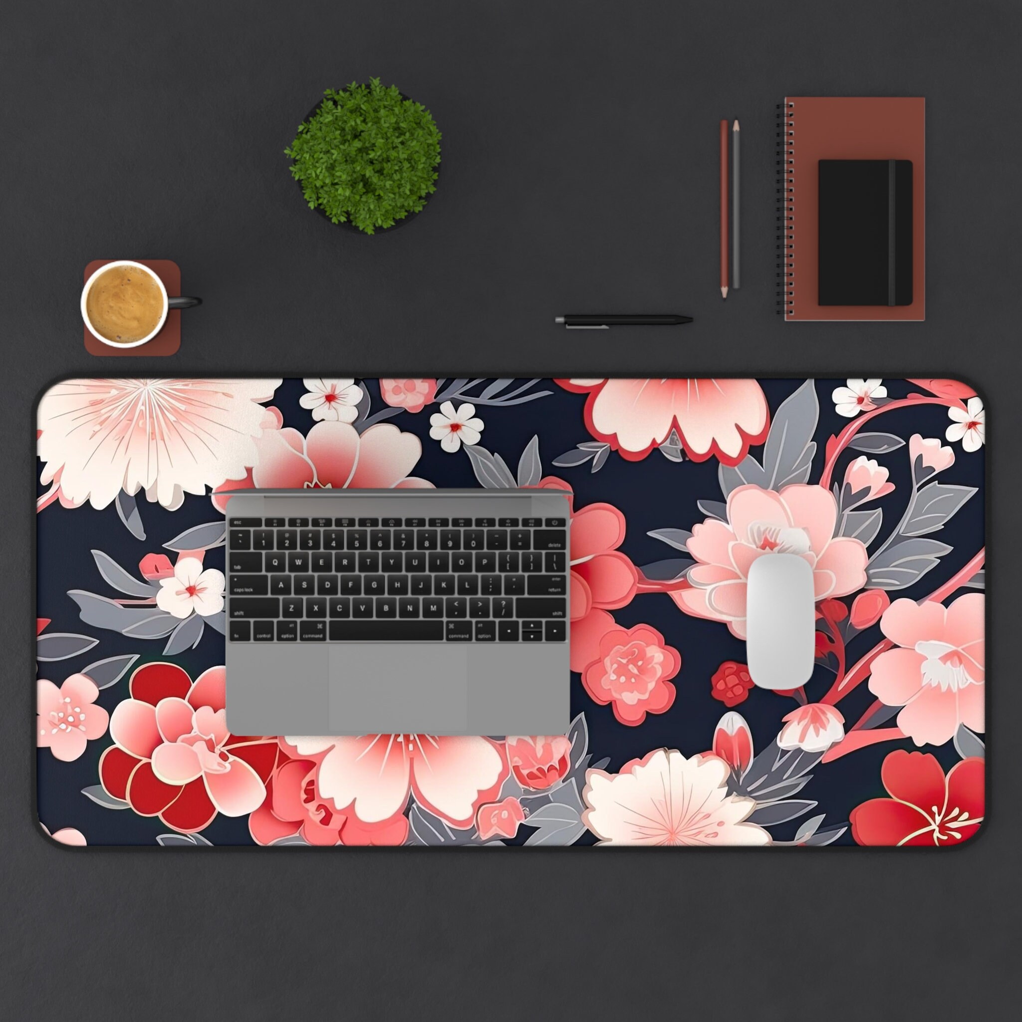 Floral Computer Mat Elegant Japanese Floral Desk Mat Large Desk Mat Desk - Etsy