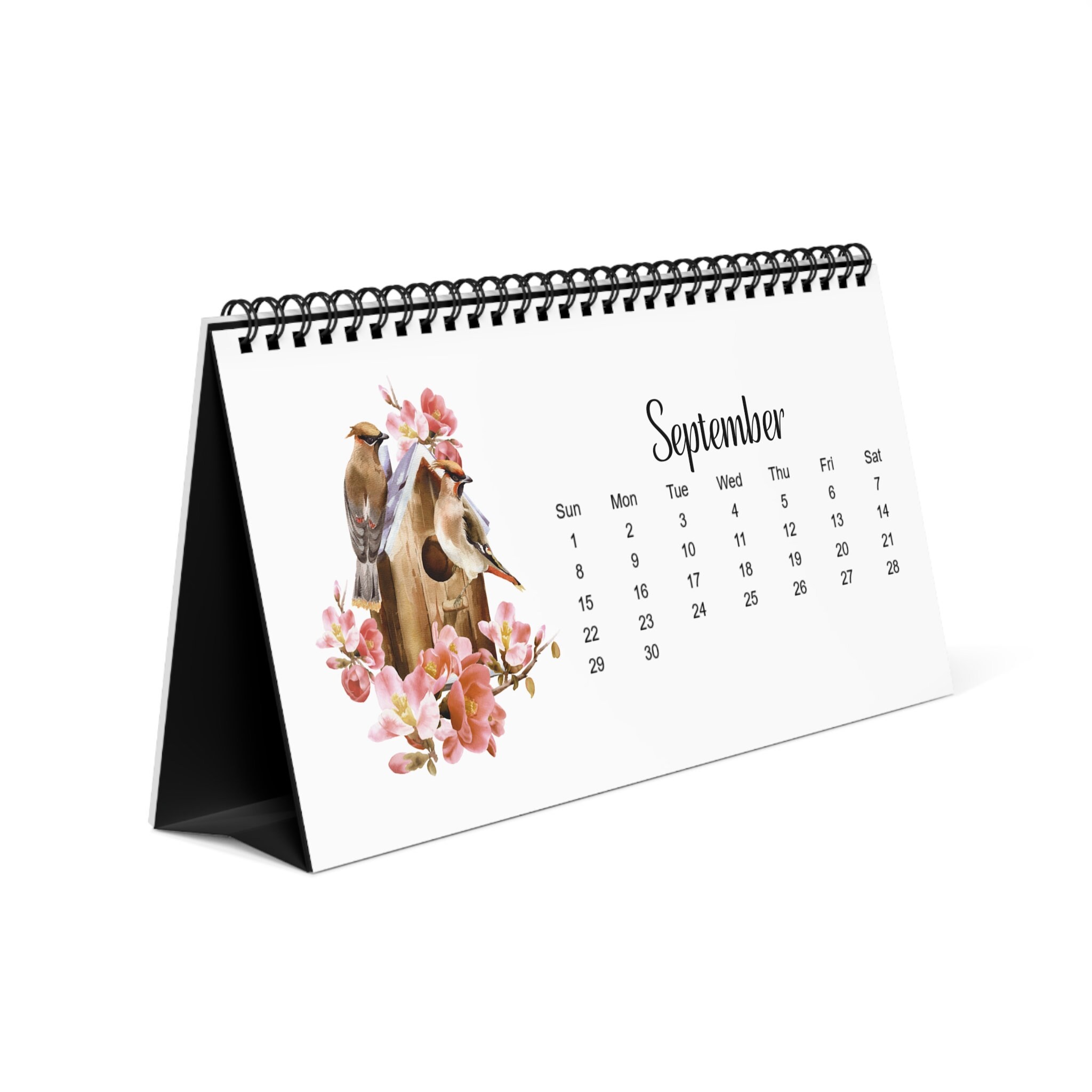 2025 Spiral Desk Calendar, 2025 Birds Desk Calendar, 12 Month Calendar