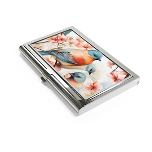 Tarjetero con diseño de pájaros cantores, tarjetero con diseño de pájaros azules, billetera para tarjetas para observadores de aves, regalo para amantes de las aves